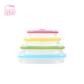 Hot Selling Food Grade 400/600/900/1200ML Rectangle Food Storage Containers Folding Collapsible Silicone Lunch Box